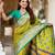 parrot green  faux banarasi silk blend saree with paithani rich weaved pallu and blouse