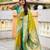 parrot green  faux banarasi silk blend saree with paithani rich weaved pallu and blouse