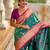 sea green faux banarasi silk blend saree with paithani rich weaved pallu and blouse