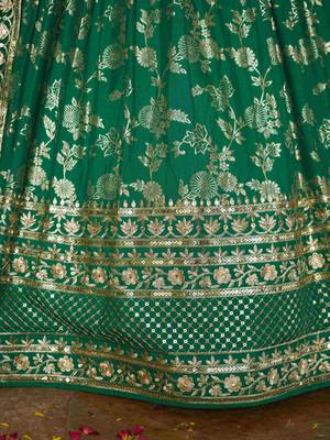 GREEN DOLA SILK SEQUINS ZARI EMBROIDERED LEHENGA CHOLI 9