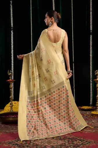 Spun Cotton Saree with Rich Jari Border | Graceful Daily Wear Saree
