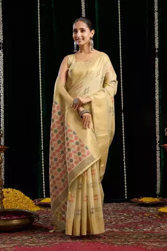 Spun Cotton Saree with Rich Jari Border | Graceful Daily Wear Saree