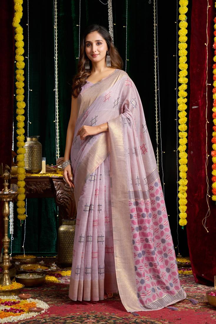Soft Cotton Saree with Jari Border & Zhallar | 6.30 Mtr Saree with Blouse Piece