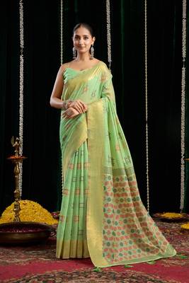 Lightweight Spun Cotton Saree with Zari Border & Blouse | Everyday Saree 1