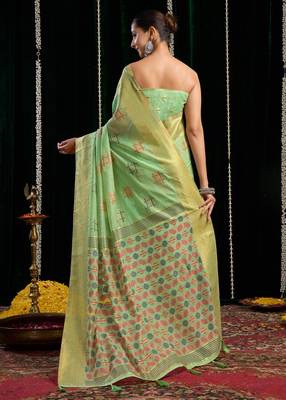 Lightweight Spun Cotton Saree with Zari Border & Blouse | Everyday Saree 4