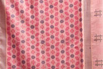 Pink color Lightweight Spun Cotton Saree with Zari Border & Blouse | Everyday Saree 3