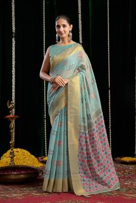 Soft Cotton Saree with Jari Border & Zhallar | 6.30 Mtr Saree with Blouse Piece 1