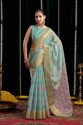 Soft Cotton Saree with Jari Border & Zhallar | 6.30 Mtr Saree with Blouse Piece 2