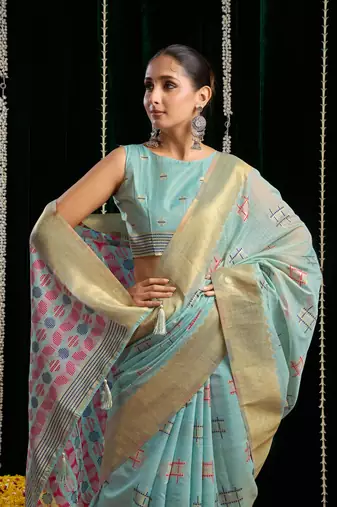 Soft Cotton Saree with Jari Border & Zhallar | 6.30 Mtr Saree with Blouse Piece