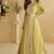 beautiful yellow wedding wear indo western style shrug anarkali set for women