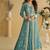 beautiful sky blue wedding wear indo western style shrug anarkali set for women
