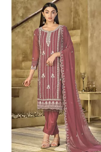 new crimson red georgette pakistani straight suit for women