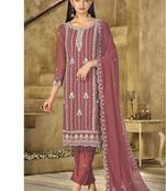 new crimson red georgette pakistani straight suit for women