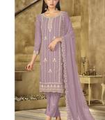 new lilac georgette pakistani straight suit for women