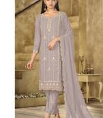 new beige georgette pakistani straight suit for women