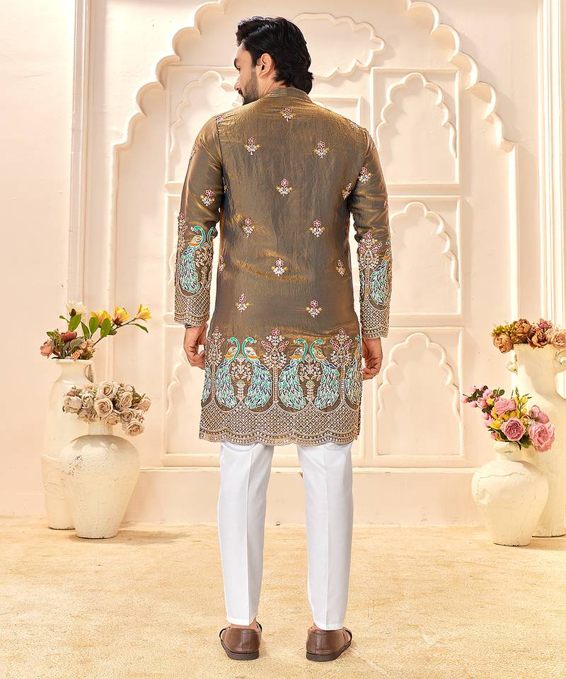 grey silk kurta for wedding & festive wear
