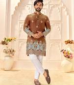 brown silk kurta for wedding & festive wear