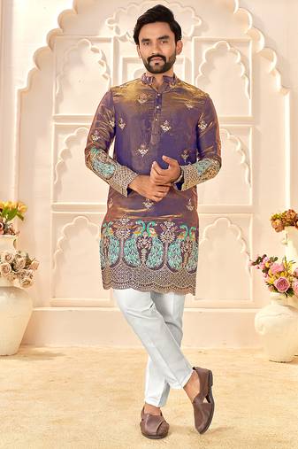 lavender silk kurta for wedding & festive wear