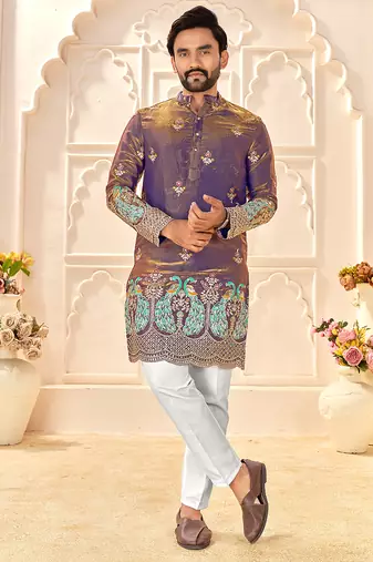 lavender silk kurta for wedding & festive wear