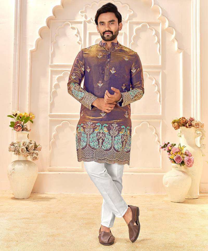 lavender silk kurta for wedding & festive wear