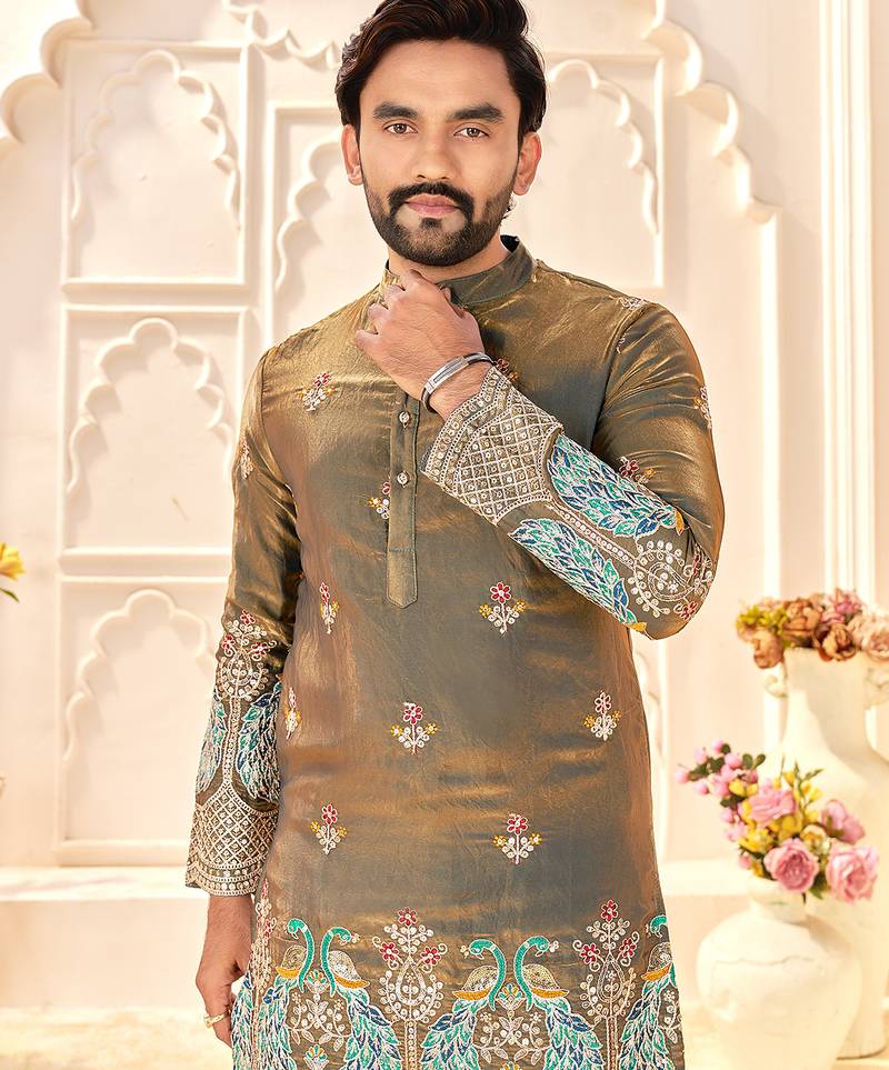 grey silk kurta for wedding & festive wear
