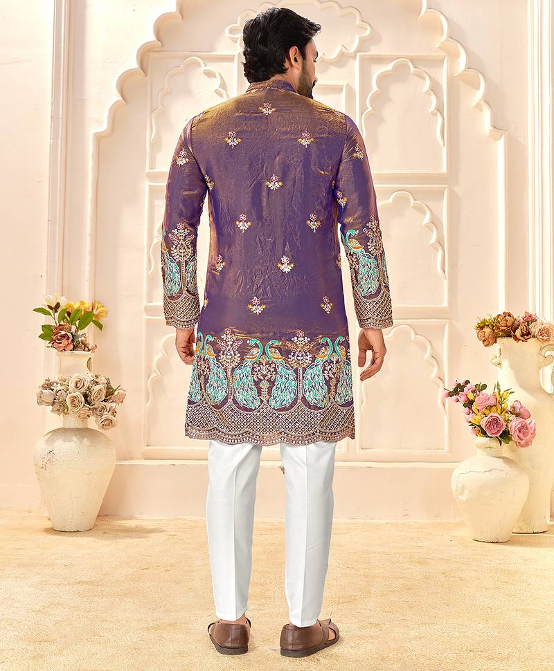 lavender silk kurta for wedding & festive wear