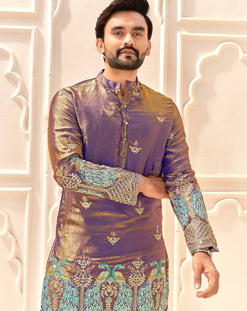 lavender silk kurta for wedding & festive wear