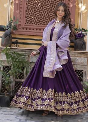 Purple star georgette with embroidery zari sequins-work suit set 3