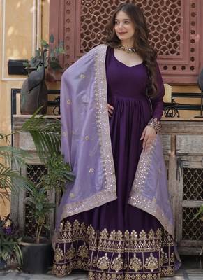 Purple star georgette with embroidery zari sequins-work suit set 6