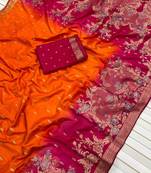 Orange Color 2D Shade Dola Silk Saree