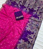 Rani Pink Color 2D Shade Dola Silk Saree