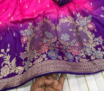 Rani Pink Color 2D Shade Dola Silk Saree 3