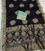 Black Color Designer Soft Dola Silk Saree