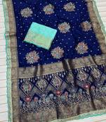 Navy Blue Color Designer Soft Dola Silk Saree