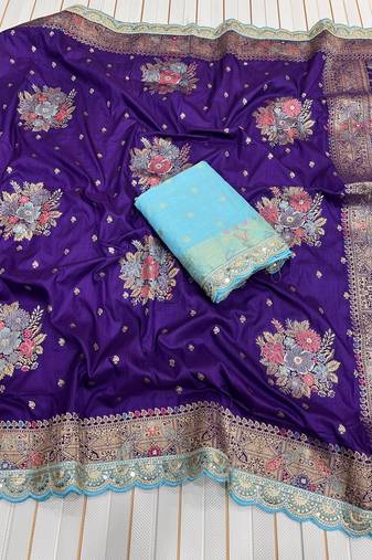 Purple Color Designer Soft Dola Silk Saree
