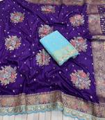 Purple Color Designer Soft Dola Silk Saree