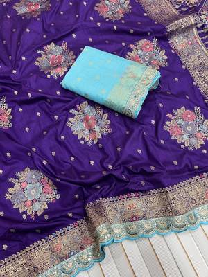 Purple Color Designer Soft Dola Silk Saree 2