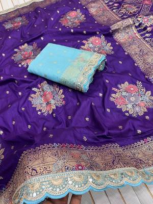 Purple Color Designer Soft Dola Silk Saree 3
