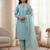 New Designer Collection in Natural Crep Silk blue Top-Bottom and Dupatta Set