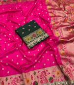 Rani Pink Color Flowing Pure Dola Silk Saree