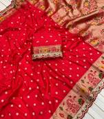 Red Color Flowing Pure Dola Silk Saree