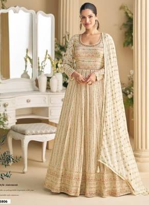 off white georgette gown-Full Stitched Free size 1