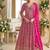 Pink georgette full stitched free size upto 42 heavy embroidery wedding gowns