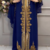 Royal Blue Embroidered Stitched Kaftan with Golden Work & Belt Suited for Every Occasion