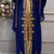 Royal Blue Embroidered Stitched Kaftan with Golden Work & Belt Suited for Every Occasion