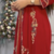 Elegant Red Embroidered Stitched Kaftan with Heavy Front Work & Belt 