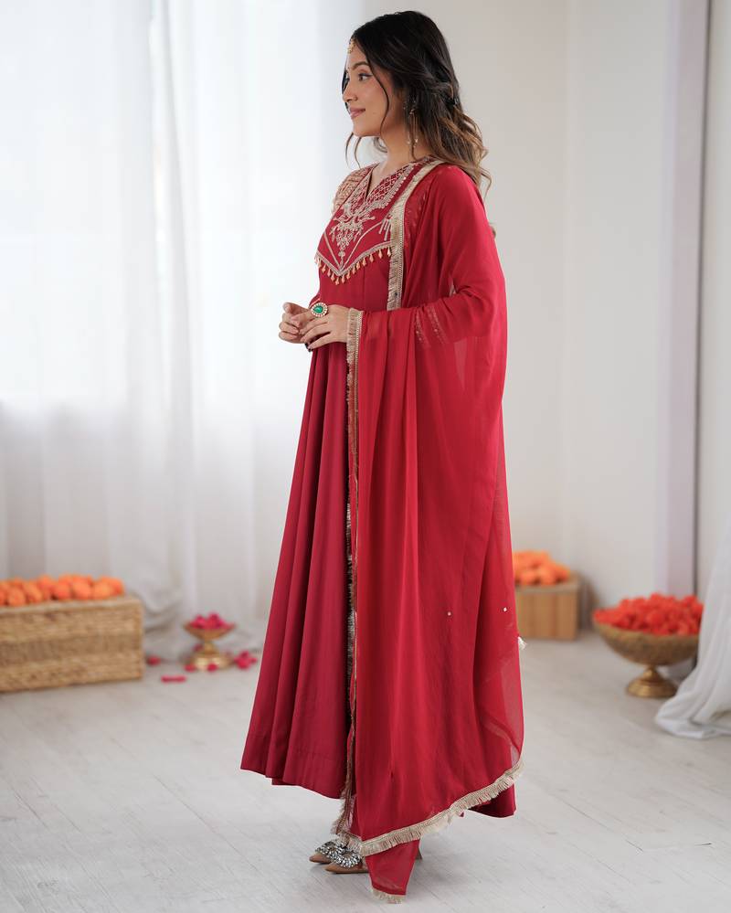 Red Anarkali suit set