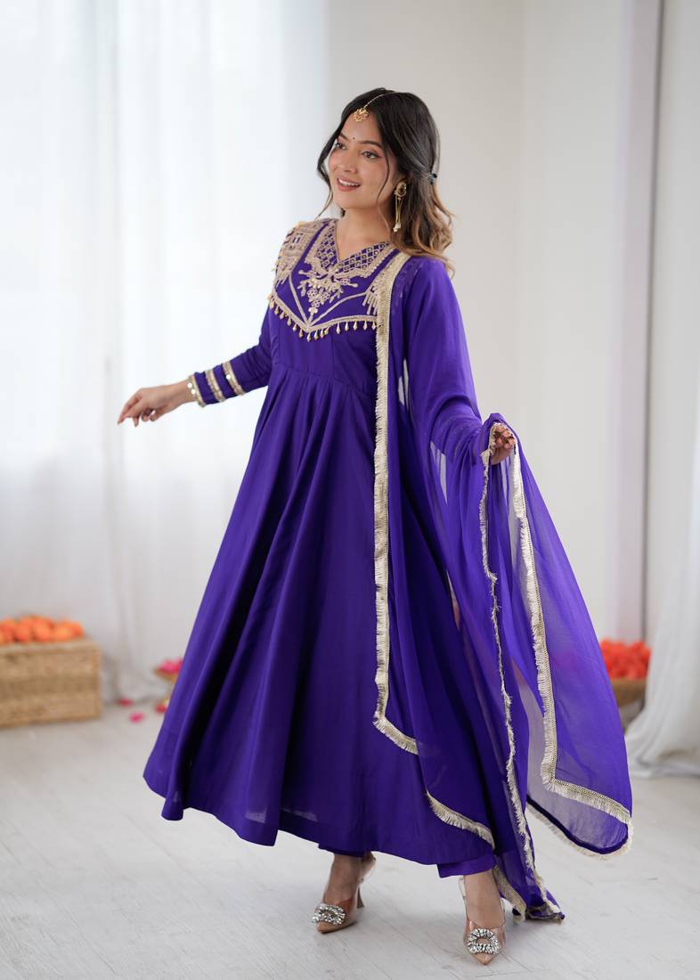 Purple Anarkali suit set 