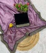 Lavender Color Partywear Net Fabric Saree