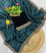 Teal Color Partywear Net Fabric Saree